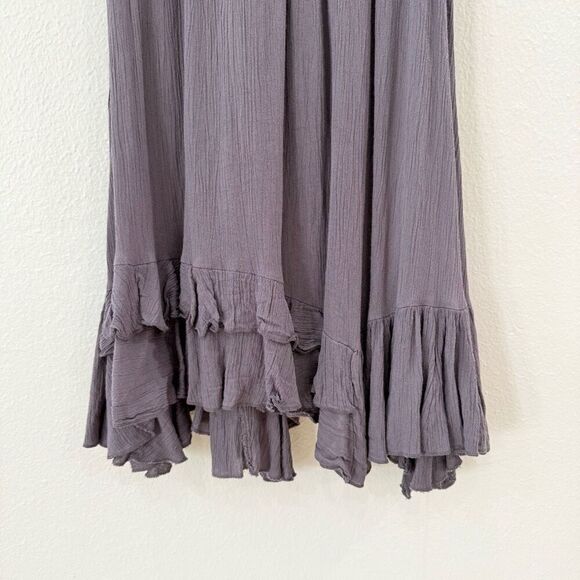 Free People L112316 Womens Dark Grey Adella Frilled Chemise Dress Size Medium - Picture 4 of 11
